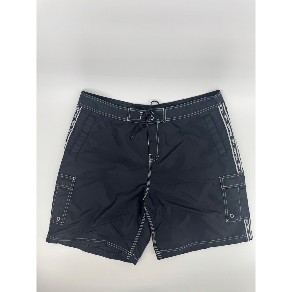 Pelagic Black Fin Shorts Mens 40 Black Board Shorts Fishing Cargo Style 201